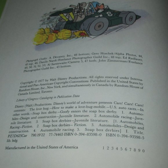 Disney's World of Adventure: Cars! Cars! Cars! The Love Bug (Hardcover) Vintage! - Picture 2 of 5